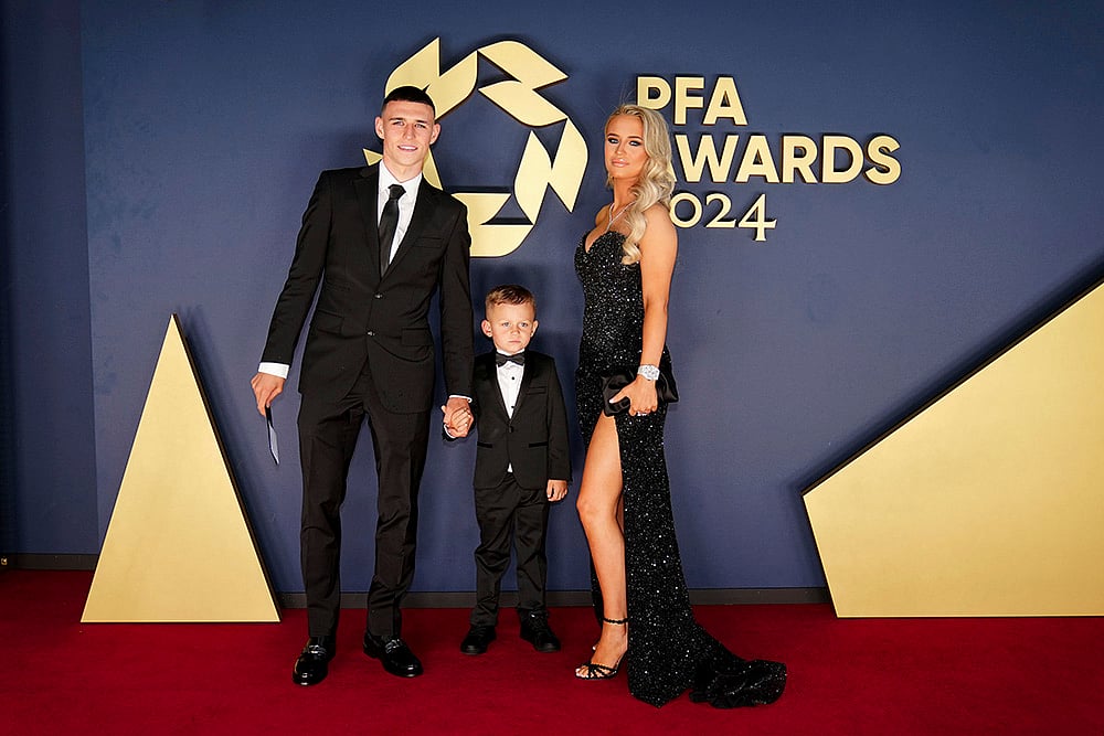 2024 Britain PFA Player Awards_Phil Foden, Rebecca Cooke and son Ronnie Foden