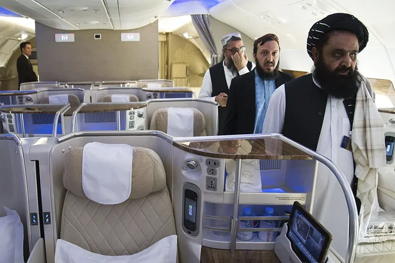 Afghan Taliban Envoy to the UAE Badruddin Haqqani, far right |