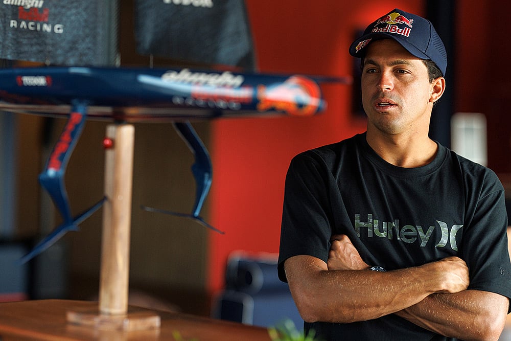 American surfer Kai Lenny at Alinghi Red Bull Racing base to test hydrofoil yachting in Barcelona_7
