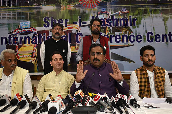 Getty Images : BJP National General Secretary Ram Madhav addresses a press conference