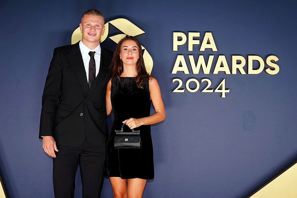 2024 Britain PFA Player Awards_Erling Haaland and Isabel Haugseng Johansen