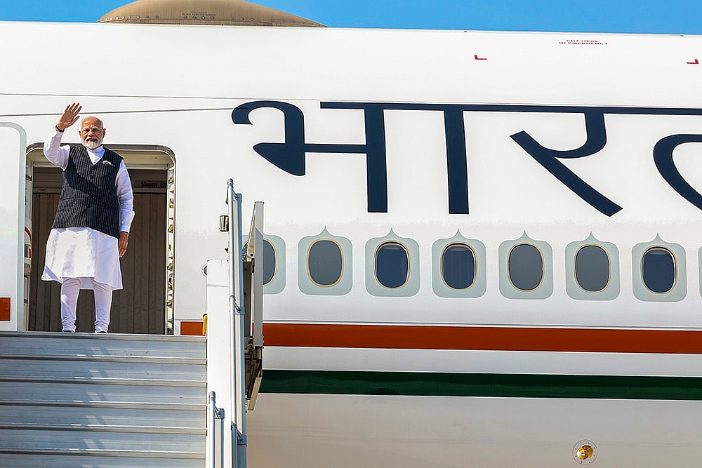 Narendra Modi emplanes for Warsaw (Poland)