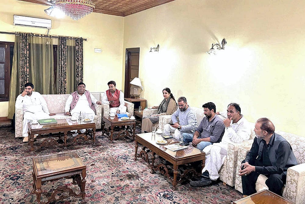 Aam Aadmi Party leader Imran Hussain meets Jammu and Kashmir AAP unit officials  in Srinagar
