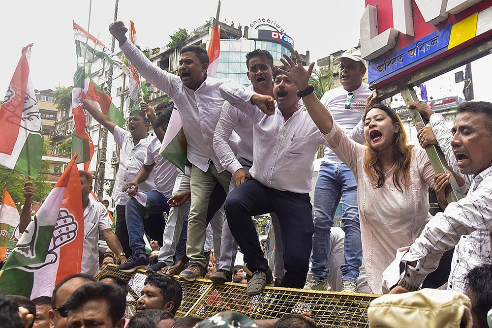 Congress protest against the alleged Adani mega scam in Guwahati