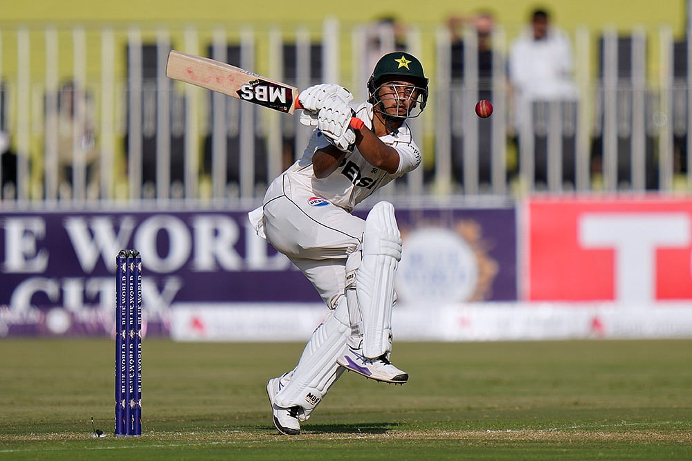 Pakistan vs Bangladesh 1st Cricket Test Day 1_ Pakistans Saim Ayub plays a shot
