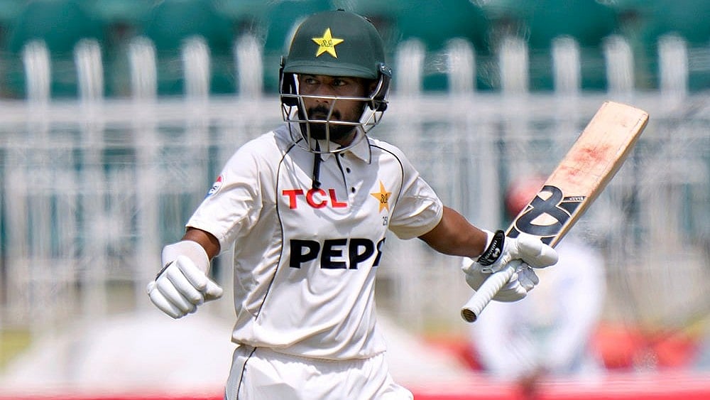 Pakistan vs Bangladesh 1st Test Day 2: akistan's Saud Shakeel celebrates after scoring century against Bangladesh - | Photo: AP/Anjum Naveed