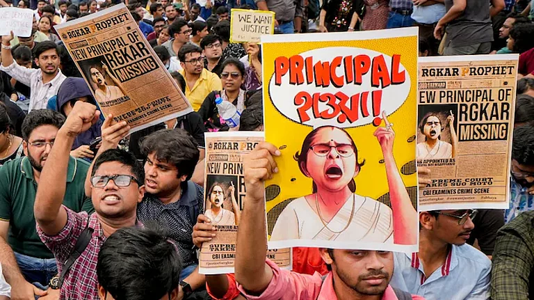 Protest in Kolkata over an on-duty doctor's rape and murder at RG Kar hospital - PTI