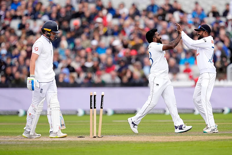England vs Sri Lanka 1st Test, 2nd Day_Sri Lankas Asitha Fernando celebrates Ollie Pope wicket