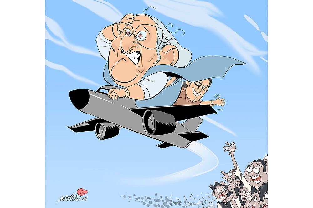Bangladesh Protests: Fleeing, Cartoon by Mehedi Haque