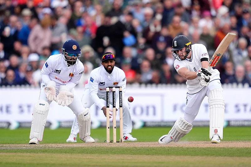 England and Sri Lanka 1st Test Day 3_Englands Gus Atkinson in action against Sri Lanka