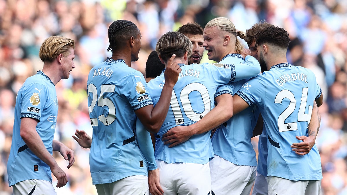 Erling Haaland celebrates for Manchester City - null