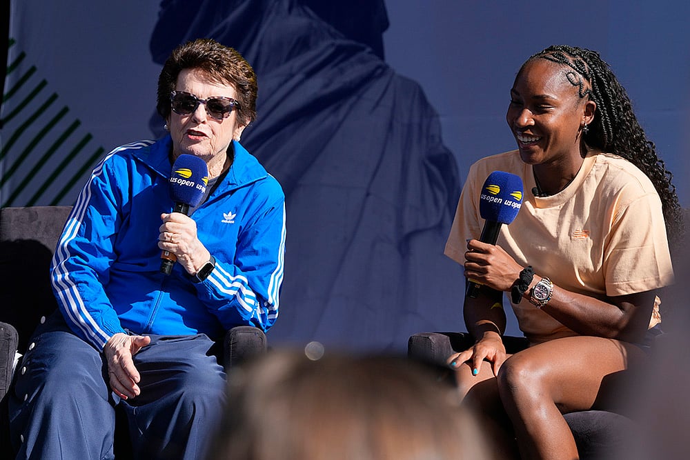 2024 US Open Tennis: Billie Jean King and Coco Gauff during the US Open Fan Week_3