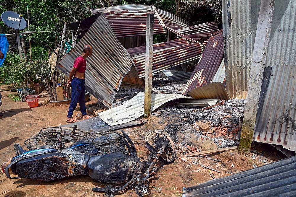 Houses demolished after violence that erupted following an alleged vandalisation of a Kali idol