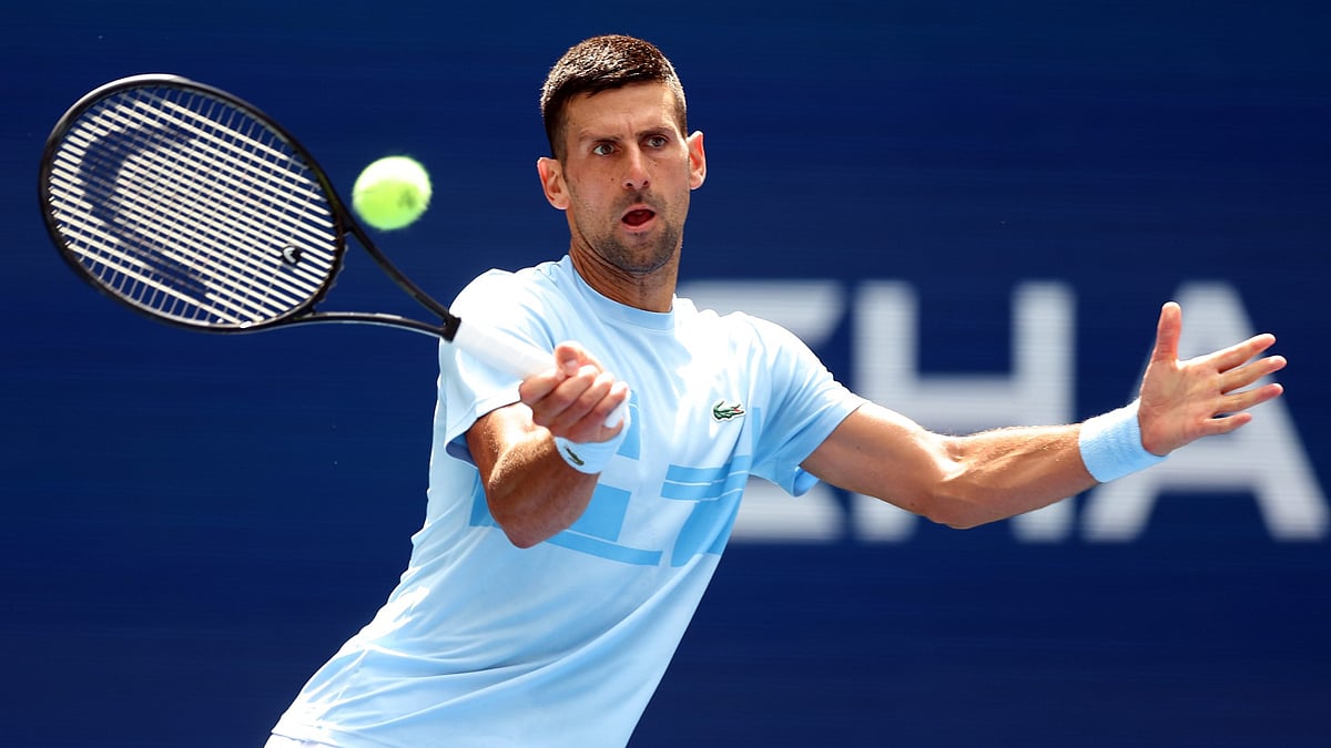 Novak Djokovic in action at Flushing Meadows