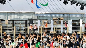 AP : A group of dancers rehearsing for the Paralympic Games 2024 opening ceremony in La Concorde Square, Paris.