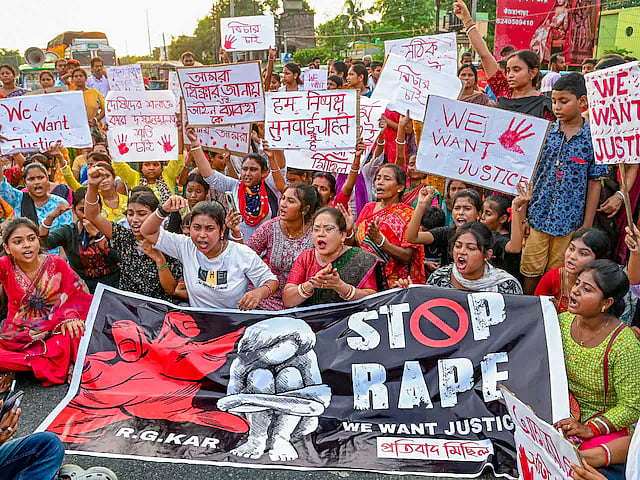 Protest in Kolkata seeking justice for the doctor's rape and murder at RG Kar Hospital | - PTI