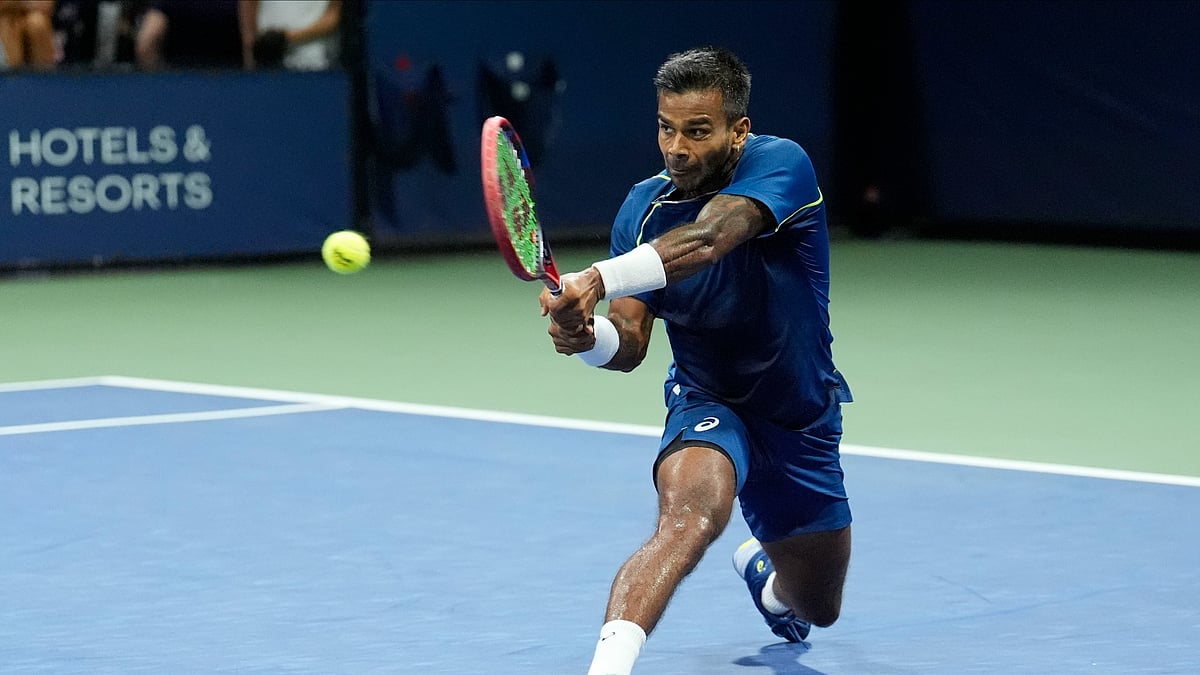 AP/Matt Rourke : Sumit Nagal in action during his first-round match against Tallon Griekspoor at US Open.