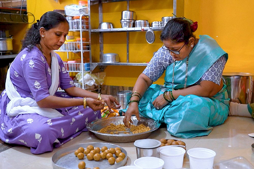 Women make cuisines to sell online as part of the Goa governments CHAVAT-E-BAZAAR 
