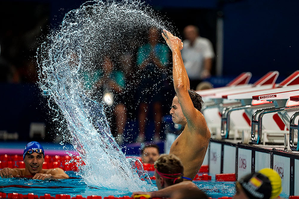 Paris Paralympic Games 2024Ugo Didier, of France, celebrates after winning Mens 400 Freestyle -S9