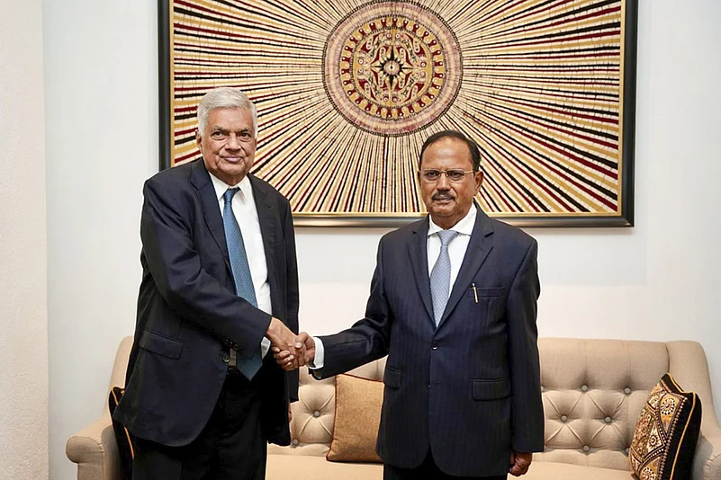 NSA Ajit Doval with President of Sri Lanka Ranil Wickremesinghe in Sri Lanka