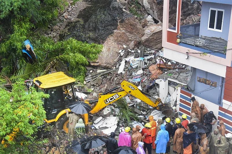Rescue work underway after a house collapsed in Vijayawada