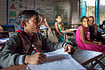 Children at the school in Raiyoli village in Balasinor Gujarat Rajasthan India. This is one of the excursion of the Luxury train Maharajas express.