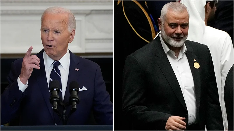 L: US President Joe Biden | R: Slain Hamas leader Ismail Haniyeh |