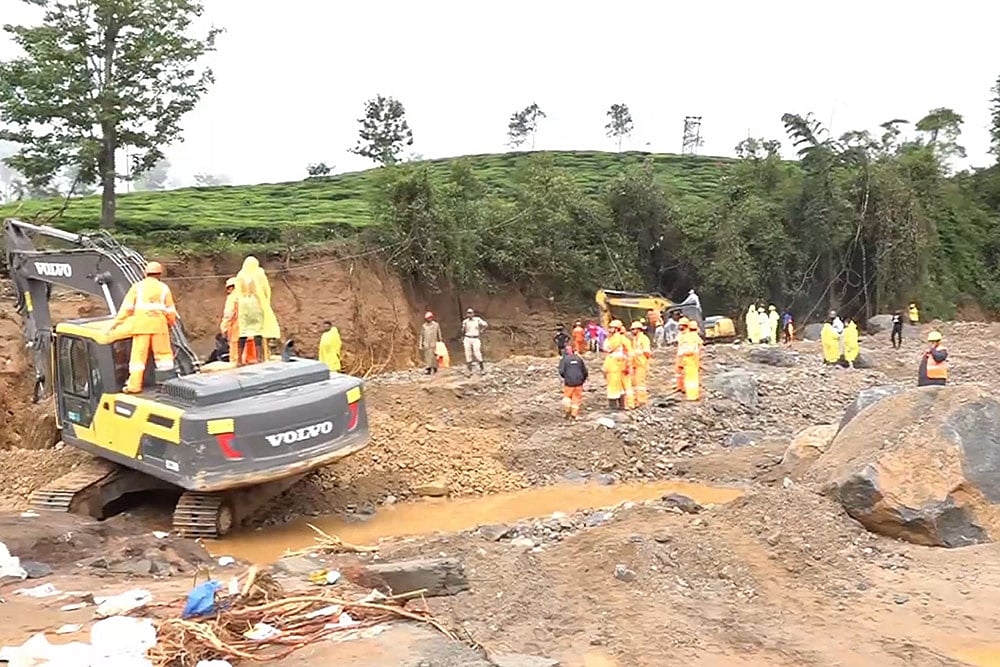 rescue operation at landslide-hit area at Mundakkai in Wayanad