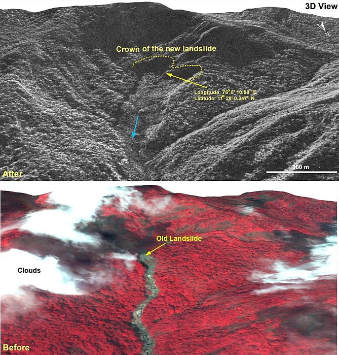 Wayanad landslides satellite images
