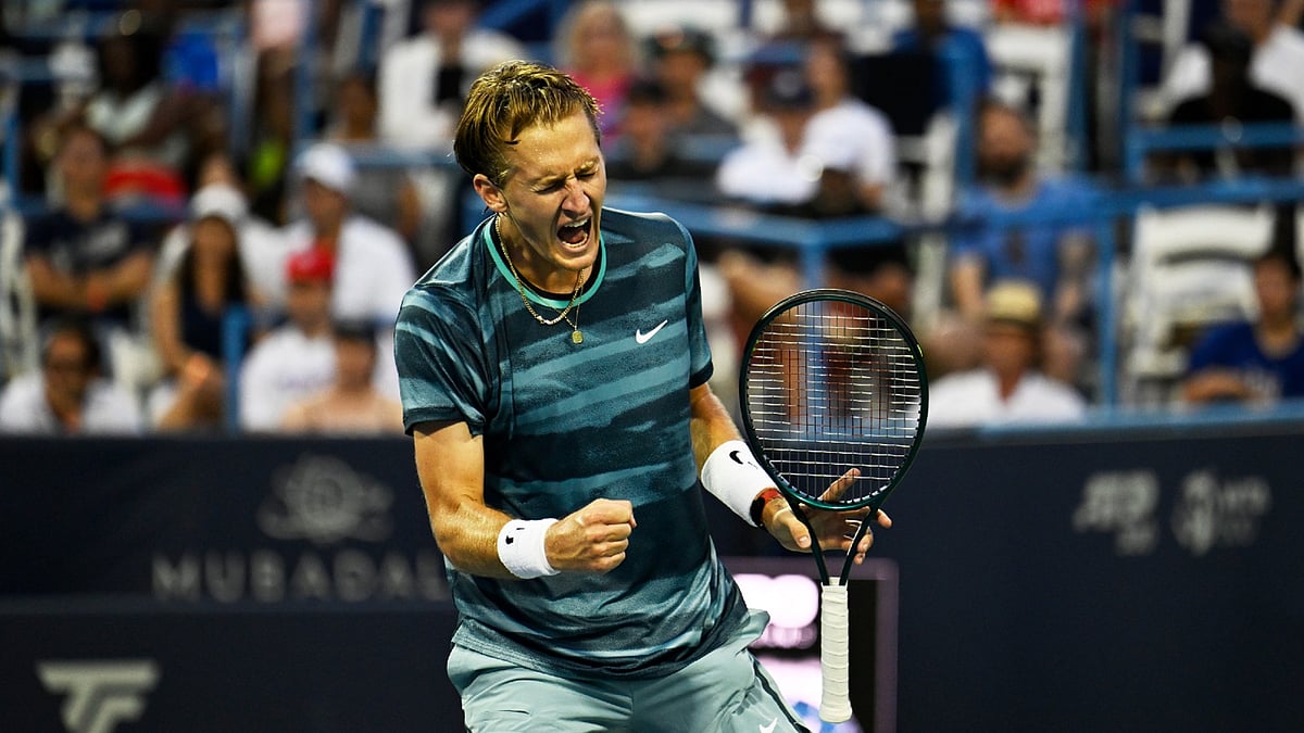 Sebastian Korda celebrates his win in Washington