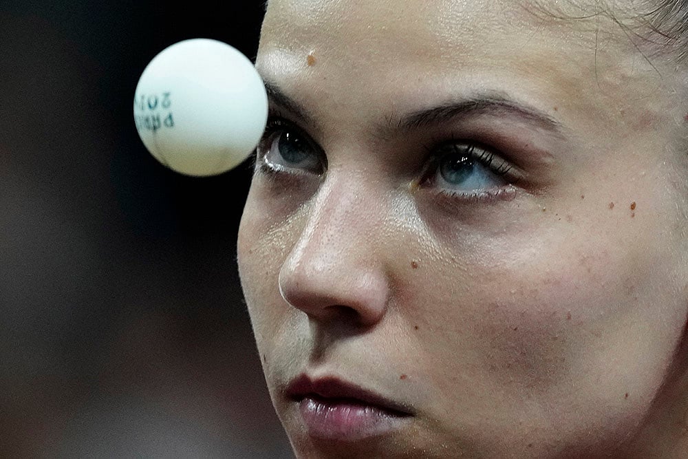 2024 Paris Summer Olympics Day 10 Photo Gallery_Adina Diaconu plays against Indias Manika Batra 