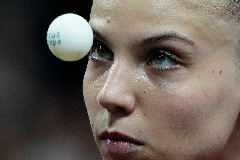 2024 Paris Summer Olympics Day 10 Photo Gallery_Adina Diaconu plays against Indias Manika Batra