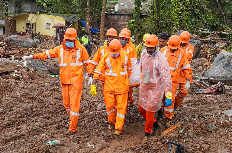 Rescue operations continue at the landslide-hit Chooralmala, in Wayanad district - PTI