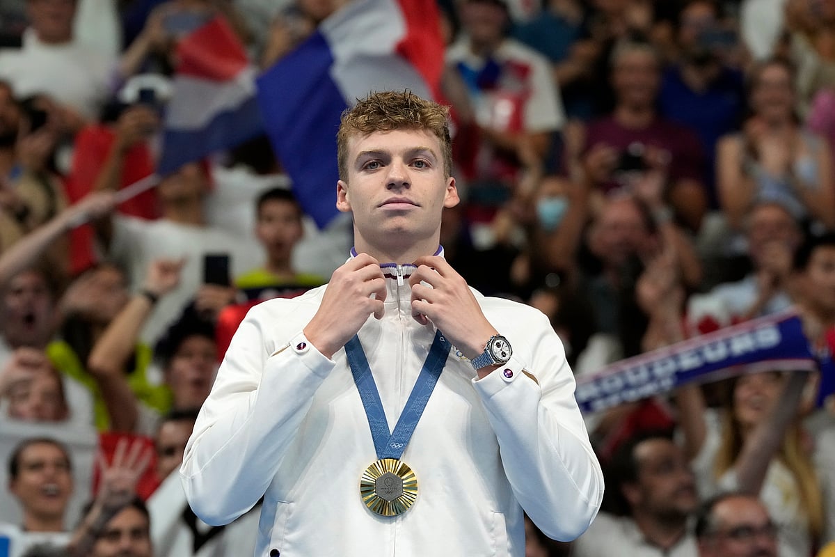 Leon Marchand Paris Olympics 2024 Swimming AP Photo