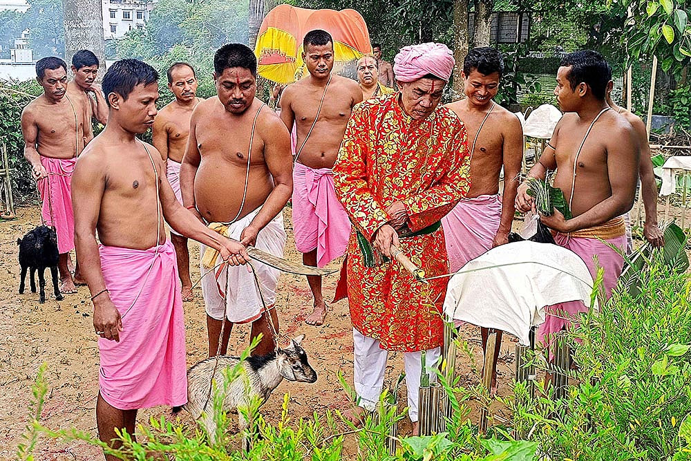 Priests perform rituals during ‘Ker Puja’ festival in Tripura 