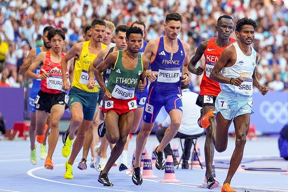 2024 Paris Olympic Games Athletics Avinash Sable during mens 3000-meter steeplechase_8