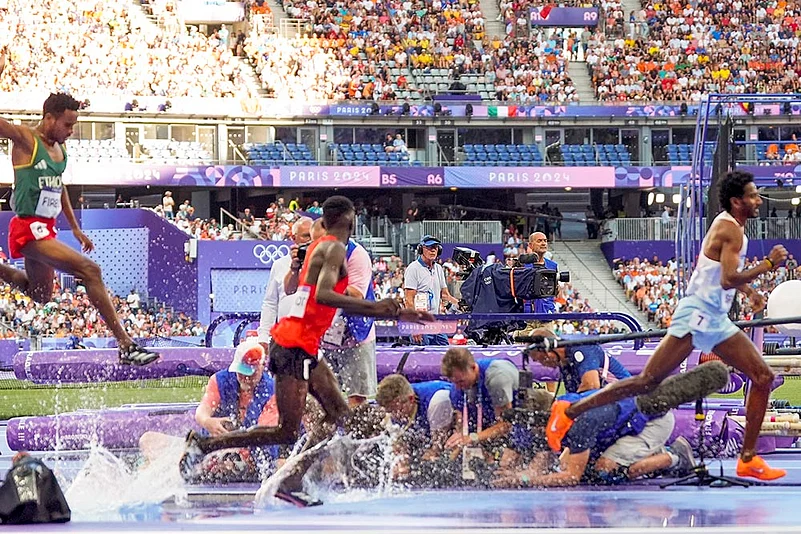 2024 Paris Olympic Games Athletics Avinash Sable during mens 3000-meter steeplechase_6
