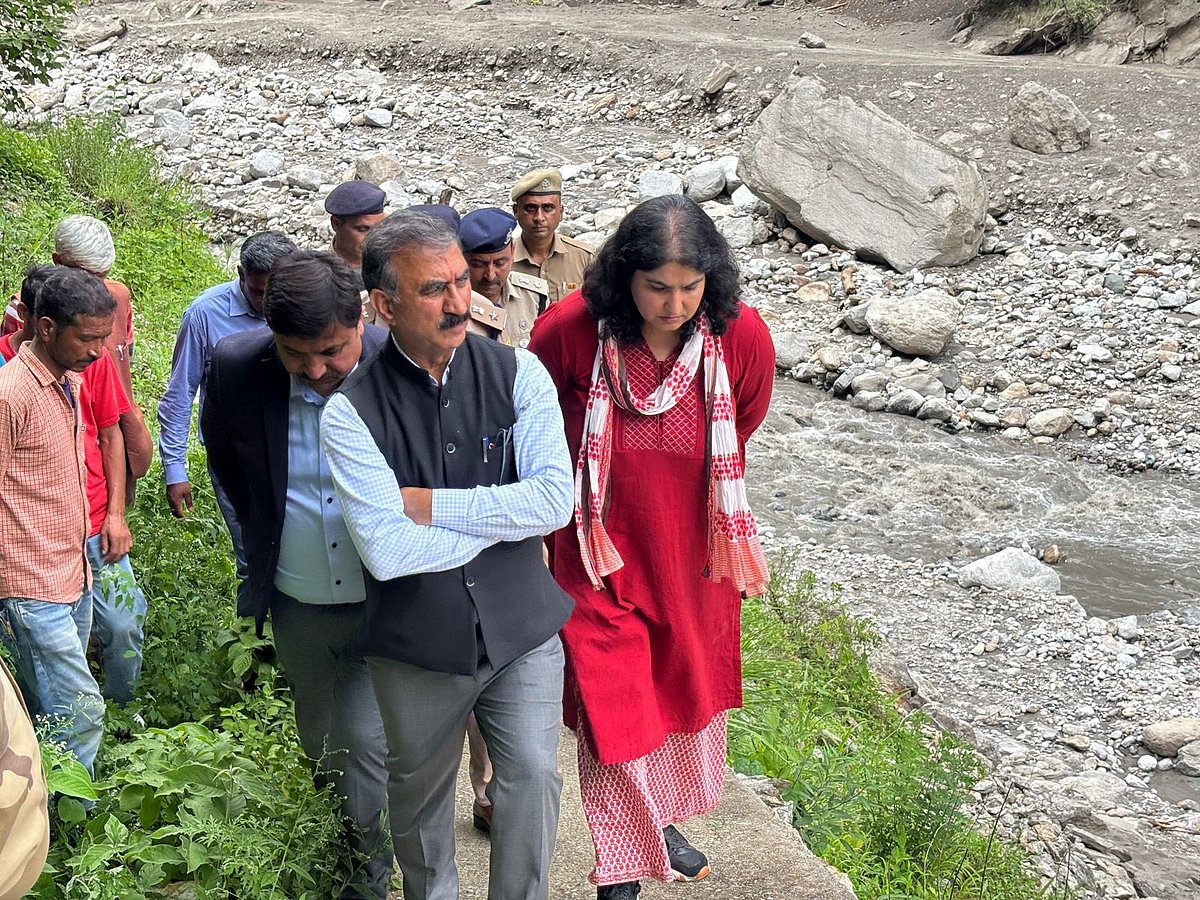 PTI : Himachal Pradesh Chief Minister Sukhvinder Singh Sukhu visits the cloudburst-hit Samej village
