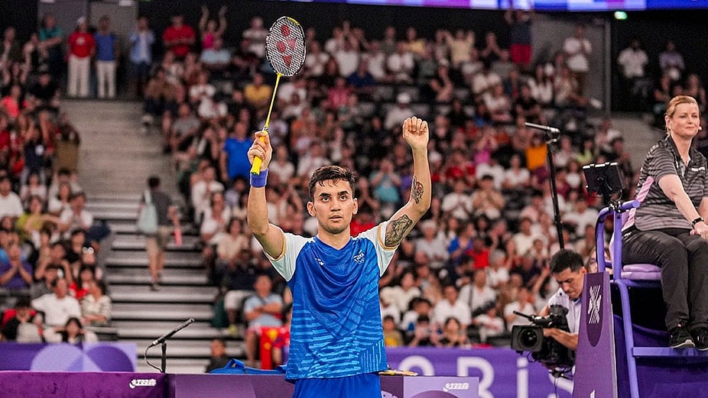 | Photo: PTI/Ravi Choudhary : Lakshya Sen after winning against Chinese Taipei's Chou Tien Chen 