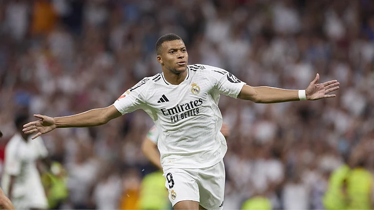 Kylian Mbappe netted his first La Liga goal for Real Madrid on Sunday - null