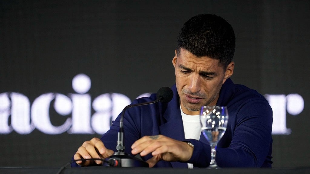 Uruguayan footballer Luis Suarez announces his retirement the national team in Montevideo, Uruguay on Monday (September 2, 2024). - AP/Matilde Campodonico