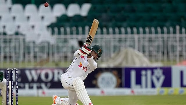 AP : Bangladesh's Zakir Hasan plays a shot during the fourth day of second Test against Pakistan in Rawalpindi.