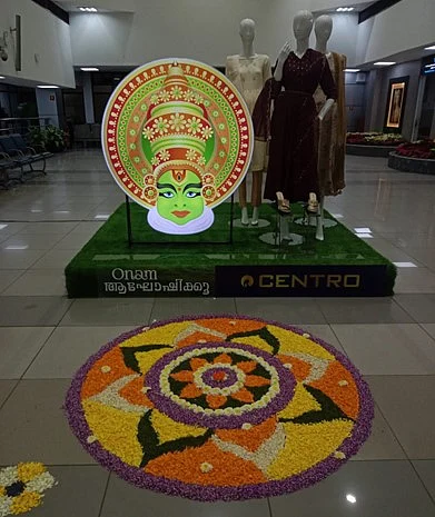 Pookkalam design at Trivandrum Airport