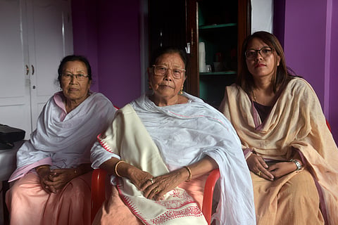 Ima Ngambi (centre), along with other members of Meira Paibi in Imphal, Manipur