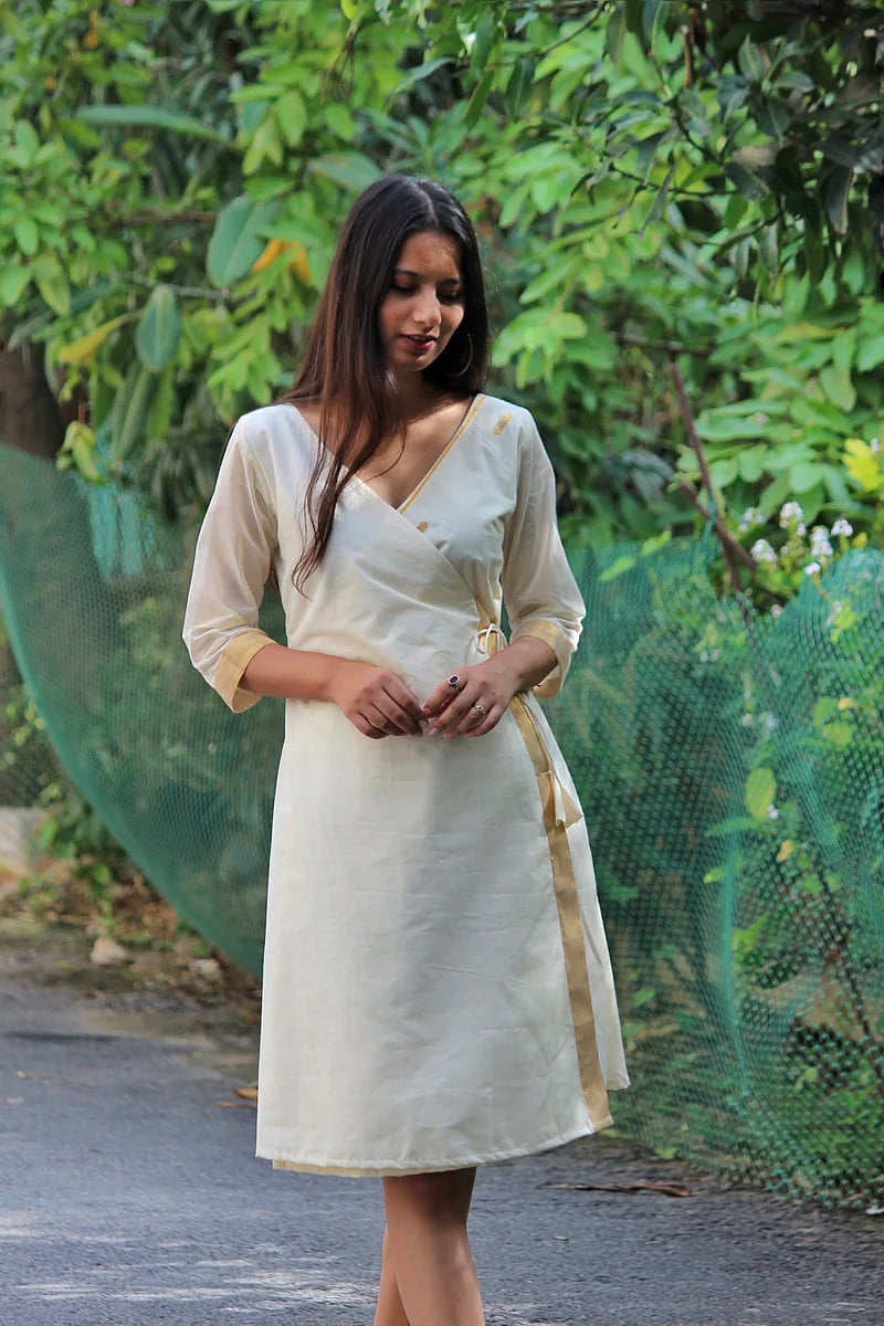Fusion Gown with Kasavu Detailing