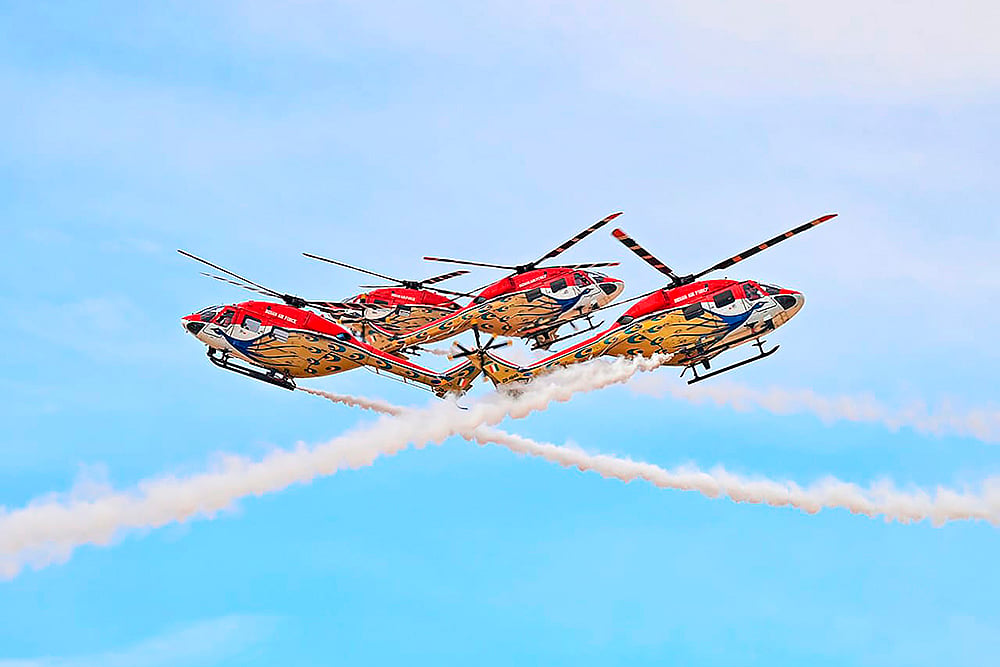 Sarang display team of the Indian Air Force 
 at Egypt International Airshow