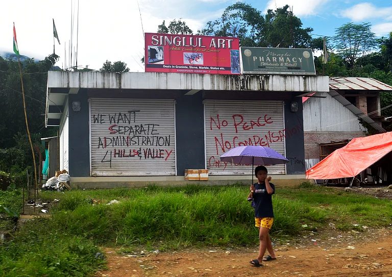 Kuki-Zo communities demand a separate state at Kangpokpi a Kuki village in Manipur - Sandipan Chatterjee/Outlook