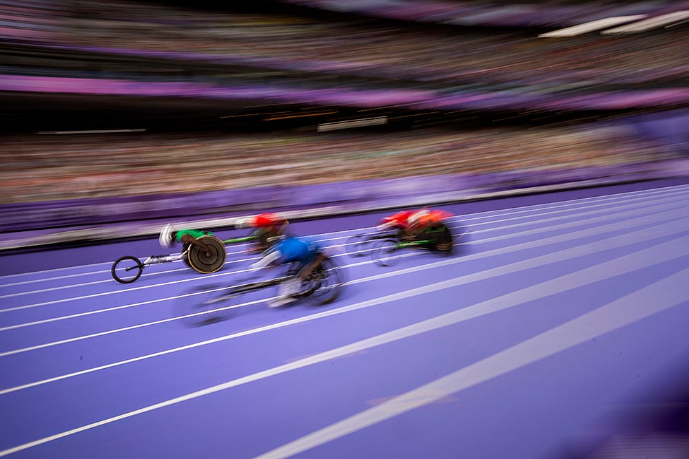 2024 Paris Paralympic games Day 7_Mens 100m T54 Round 1 Heat 2/2