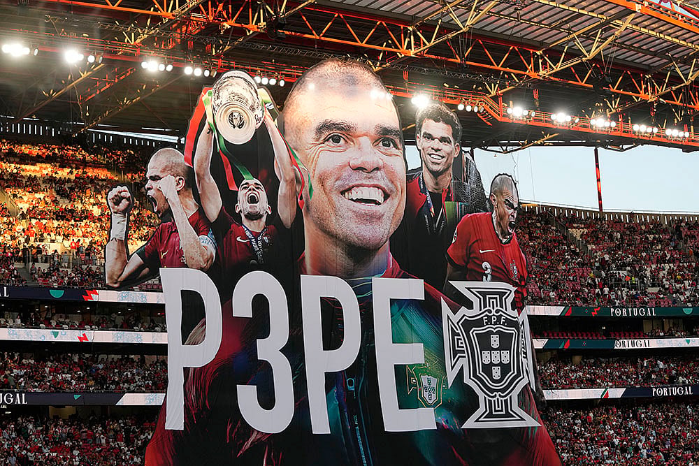 2024-25 Portugal vs Croatia Nations League Soccer - banner to former Portugal international, Pepe