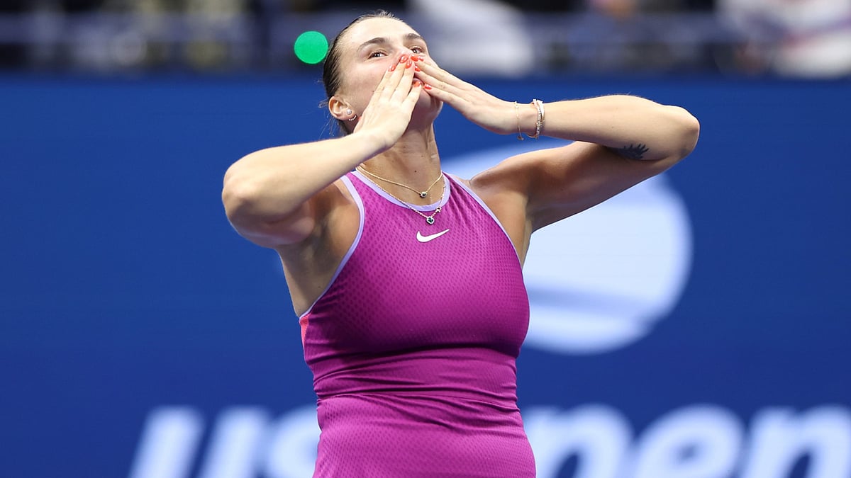 Aryna Sabalenka celebrates her victory - null